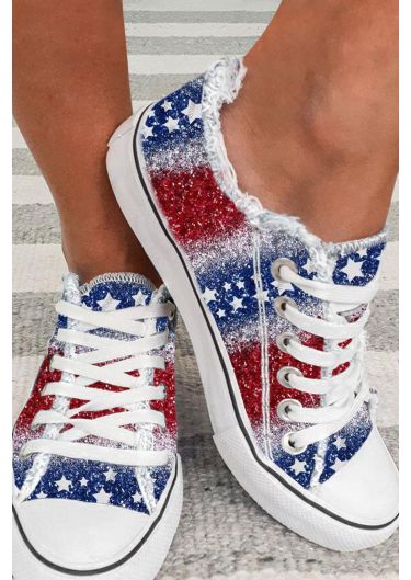 American Flag Patriotic Daily Flats Canvas Shoes