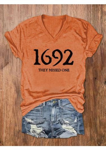 Women's 1692 They Missed One Salem Witch Print V-Neck T-Shirt