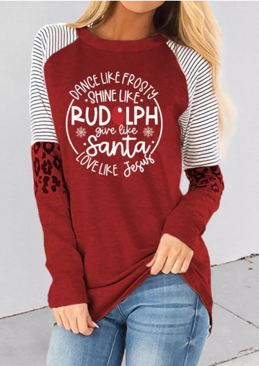 Christmas Dance Like Frosty Shine like Rudolph Leopard T-Shirt Tee - Red