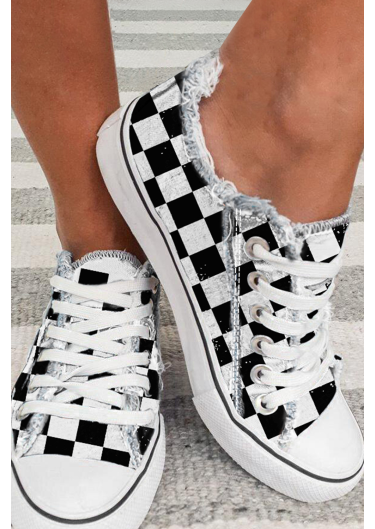 Plaid Racing Checkered Flag Flat Shoes Canvas Shoes