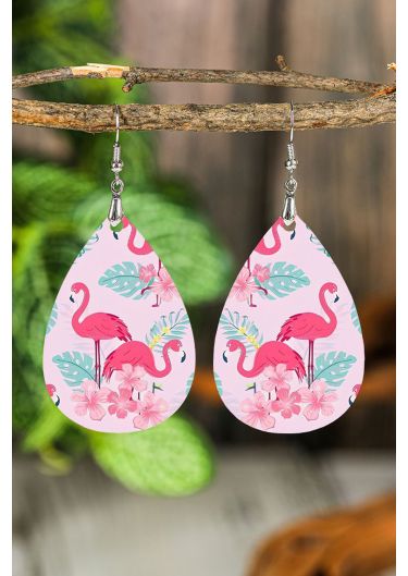 Flamingo Floral Hook Earrings