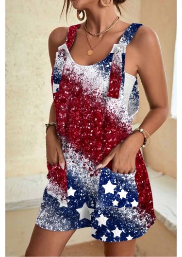 American Flag Shift Casual Rompers