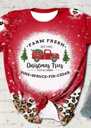 Christmas Tree Farm Fresh Pine Spruce Fir Cedar T-Shirt Tee - Red