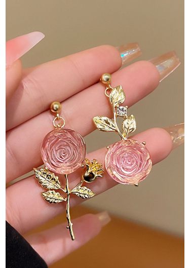 Vintage Asymmetric Rose Flower Earrings