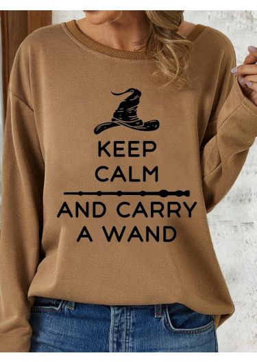 Women's Keep Calm & Carry a Wand Print Casual Sweatshirt