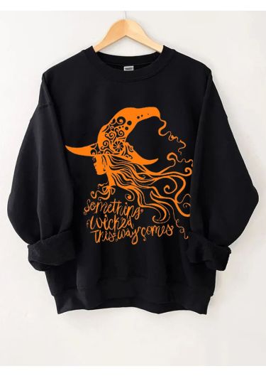 Women's Halloween Witch  Print Casual Sweatshirt
