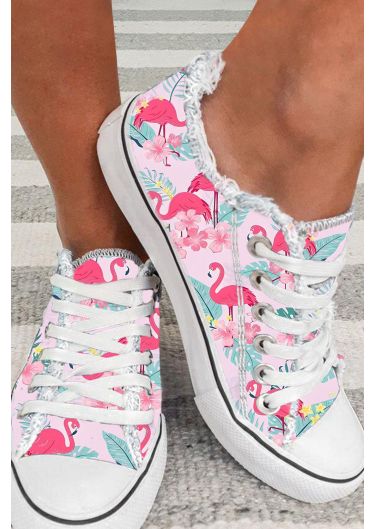 Pink Flamingo Flats Canvas Shoes