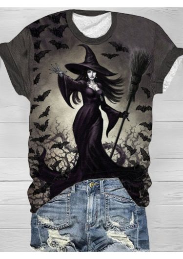 Women's Halloween Witch Print T-Shirt