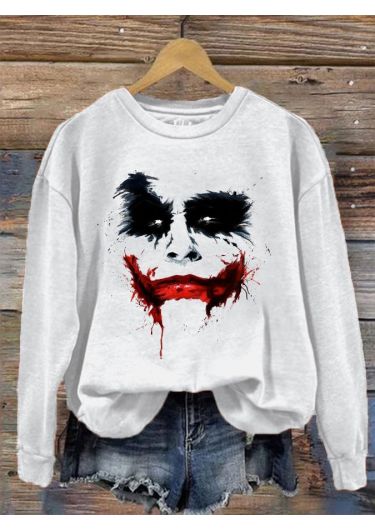 Women's Halloween Clown Print Casual Sweatshirt