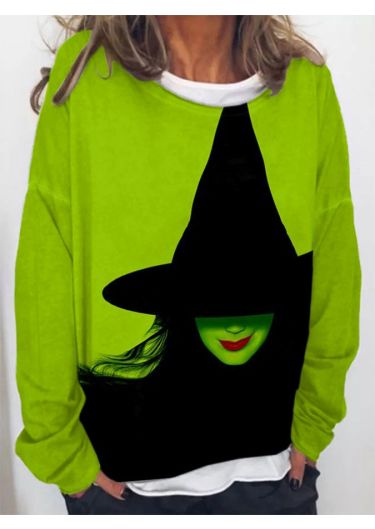 Women's Witch Print Pullover Sweatshirt