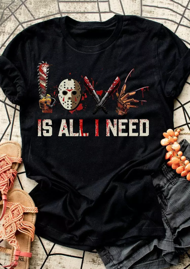 Halloween Is All I Need T-Shirt Tee - Black