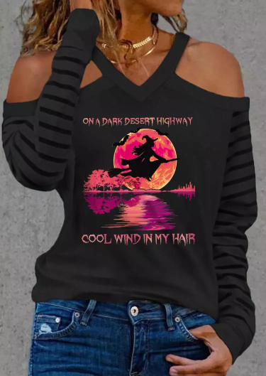 Halloween On A Dark Desert Highway Cool Wind In My Hair Blouse - Black