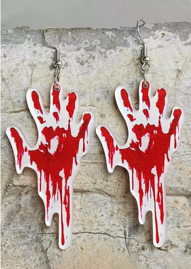Halloween Blood Splatter Help Hand Earrings