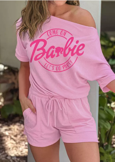 Come On Let's Go Party Drawstring Romper - Pink