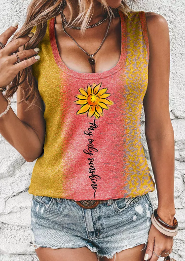 My Only Sunshine Sunflower Color Block Tank