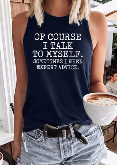 Of Course I Talk To Myself Racerback Tank - Navy Blue