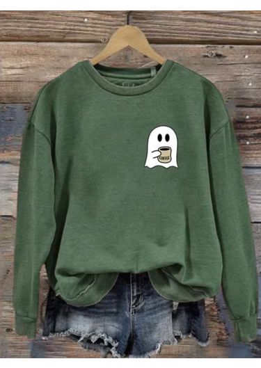 Vintage Ghost Print Long Sleeve Sweatshirt