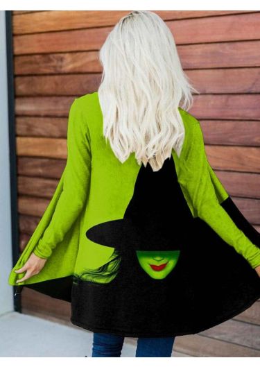 Women's Witch Print Long-Sleeved Cardigan