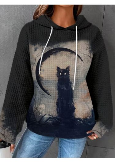 Halloween Vintage Cat Print Sweatshirt