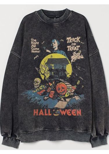 Vintage Halloween Print Long Sleeve Sweatshirt