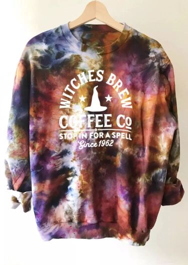 Halloween Tie Dye Witches Brew Coffee Sweatshirt