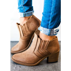 Solid Round Toe Heeled Boots